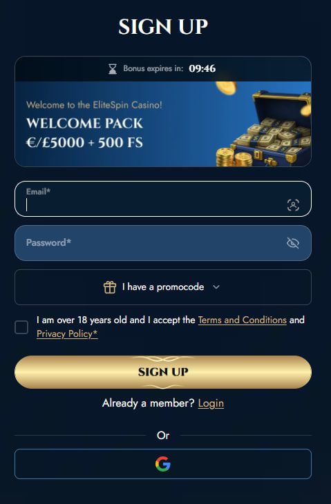 elitespin casino signup